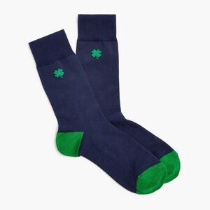 J Crew Navy and Green Men's 4 Leaf Clover Socks